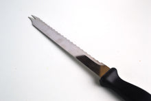 Load image into Gallery viewer, Vintage  Black Plastic Handle  Stainless Steel Kitchen Bread / Steak  Knife, Kitchenali 1990's,  Quality Steel, 32cm long