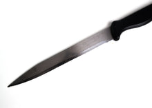 Load image into Gallery viewer, Vintage Stainless Steel Kitchen Knife with Black Hard Plastic Handle – 31cm Long, 19cm Blade