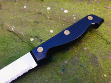 Load image into Gallery viewer, Richardson Sheffield Black Wooden Handle Bread / Steak Knife Vintage Kitchenalia