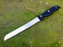Load image into Gallery viewer, Richardson Sheffield Black Wooden Handle Bread / Steak Knife Vintage Kitchenalia