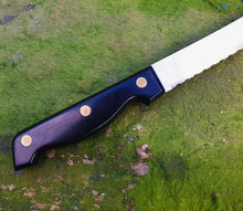Load image into Gallery viewer, Richardson Sheffield Black Wooden Handle Bread / Steak Knife Vintage Kitchenalia