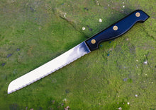 Load image into Gallery viewer, Richardson Sheffield Black Wooden Handle Bread / Steak Knife Vintage Kitchenalia