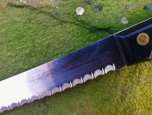 Load image into Gallery viewer, Richardson Sheffield Black Wooden Handle Bread / Steak Knife Vintage Kitchenalia