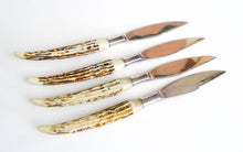 Load image into Gallery viewer, 4 x Vintage Faux Stag / Antler Plastic Handle Knives, Steel Blade