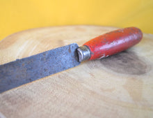 Load image into Gallery viewer, Vintage Red Wooden Handle Bread / Steak Knife, Retro Kitchen Knife, Kitchenalia