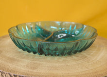 Load image into Gallery viewer, Vintage candy dish green depression glass, 3 section divided , for candy, nuts, sauce, etc, bowl dish
