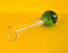 Load image into Gallery viewer, Art Glass Bud Vase Trumpet Posy Green Bubble Mid Century Modern 1960s