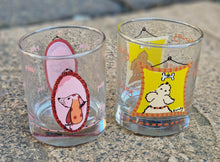 Load image into Gallery viewer, 2 x Vintage dog theme print, scruffy posh whisky drink glasses, thumbler