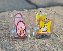 Load image into Gallery viewer, 2 x Vintage dog theme print, scruffy posh whisky drink glasses, thumbler