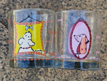 Load image into Gallery viewer, 2 x Vintage dog theme print, scruffy posh whisky drink glasses, thumbler