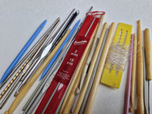 Load image into Gallery viewer, Vintage A.W. Parker "Vector" Pencil Tin, Knitting Tin w/ Knitting Goodies, Knitting Travel Kit, Retro Knitting Supplies In Tin