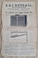 Load image into Gallery viewer, Vintage Advert Page for S & J Watts and Co Manchester Haberdashery Deparment, The Automatic Reel Repeater Counter Case