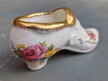 Load image into Gallery viewer, Vintage Bone China Shoe, Flowers and Gold Trimming, English Fine Bone China, Lady Eleanor
