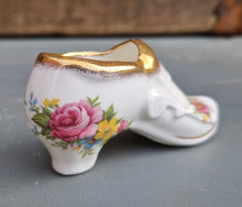 Load image into Gallery viewer, Vintage Bone China Shoe, Flowers and Gold Trimming, English Fine Bone China, Lady Eleanor