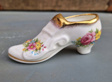 Load image into Gallery viewer, Vintage Bone China Shoe, Flowers and Gold Trimming, English Fine Bone China, Lady Eleanor