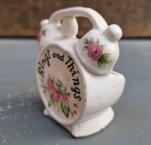 Load image into Gallery viewer, Vtg Rings and Things Made in Taiwan Knick knack Trinket Dish 2.5" Pink Floral Decor - Miniature Collectible Ring Dish Trinket dish container