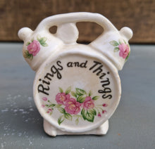 Load image into Gallery viewer, Vtg Rings and Things Made in Taiwan Knick knack Trinket Dish 2.5" Pink Floral Decor - Miniature Collectible Ring Dish Trinket dish container