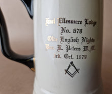 Load image into Gallery viewer, Vintage Masonic Tankard Old Coach House, Bristol , Sail Ship , Royal Falcon Ironstone Weatherby Hanley England