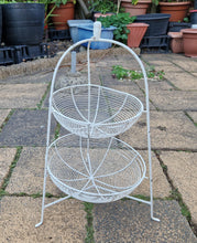 Load image into Gallery viewer, Vintage French style metal wire work fruits and vegetable basket 2 tier 49cm High Painted Cream
