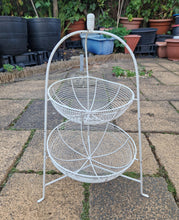 Load image into Gallery viewer, Vintage French style metal wire work fruits and vegetable basket 2 tier 49cm High Painted Cream