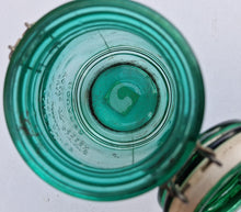 Load image into Gallery viewer, Vintage Cracker Barrel Style Cookies Flour Sugar Jar Canister Green Glass Airtight Closure