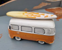 Load image into Gallery viewer, Ceramic Camper Van with Surfboard Figure Yellow 8 Ball Salt / Pepper Shaker Spice Pot