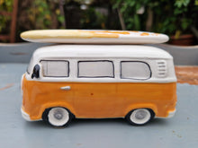 Load image into Gallery viewer, Ceramic Camper Van with Surfboard Figure Yellow 8 Ball Salt / Pepper Shaker Spice Pot