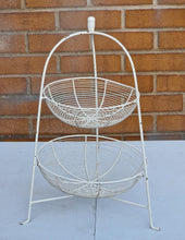 Load image into Gallery viewer, Vintage French style metal wire work fruits and vegetable basket 2 tier 49cm High Painted Cream
