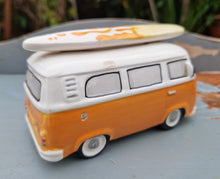 Load image into Gallery viewer, Ceramic Camper Van with Surfboard Figure Yellow 8 Ball Salt / Pepper Shaker Spice Pot
