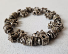 Load image into Gallery viewer, Vintage Silver Tone Elephant and White Glass Rhinestone Bead Bracelet
