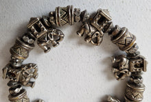 Load image into Gallery viewer, Vintage Silver Tone Elephant and White Glass Rhinestone Bead Bracelet