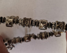 Load image into Gallery viewer, Vintage Silver Tone Elephant and White Glass Rhinestone Bead Bracelet