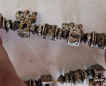 Load image into Gallery viewer, Vintage Silver Tone Elephant and White Glass Rhinestone Bead Bracelet