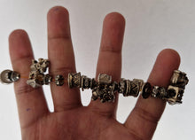 Load image into Gallery viewer, Vintage Silver Tone Elephant and White Glass Rhinestone Bead Bracelet