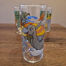 Load image into Gallery viewer, 3 Rotterdam Dinosaur glass tumblers Made in France by Luminarc 13.5 cm in height