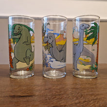 Load image into Gallery viewer, 3 Rotterdam Dinosaur glass tumblers Made in France by Luminarc 13.5 cm in height