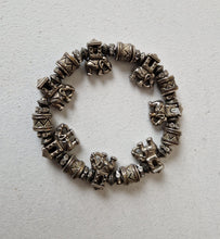 Load image into Gallery viewer, Vintage Silver Tone Elephant and White Glass Rhinestone Bead Bracelet