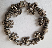Load image into Gallery viewer, Vintage Silver Tone Elephant and White Glass Rhinestone Bead Bracelet