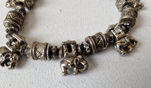 Load image into Gallery viewer, Vintage Silver Tone Elephant and White Glass Rhinestone Bead Bracelet