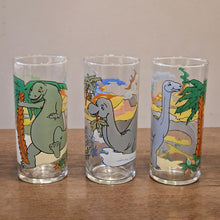 Load image into Gallery viewer, 3 Rotterdam Dinosaur glass tumblers Made in France by Luminarc 13.5 cm in height