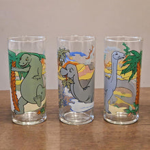 Load image into Gallery viewer, 3 Rotterdam Dinosaur glass tumblers Made in France by Luminarc 13.5 cm in height
