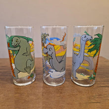 Load image into Gallery viewer, 3 Rotterdam Dinosaur glass tumblers Made in France by Luminarc 13.5 cm in height