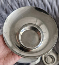 Load image into Gallery viewer, Rare Vintage Chrome Table Centre Piece Deco : 1 Oval Dish and 2 Round Tealight Candle Holders
