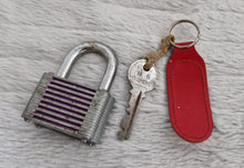 Load image into Gallery viewer, Vintage Diamond Lock Company Chrome Plated Laminated Large Padlock & Original Key