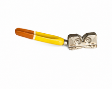 Load image into Gallery viewer, Vintage Manual Knife Sharpener 20cm Yellow Wooden Handle Dual Wheel Blade Sharpener