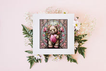 Load image into Gallery viewer, Cute Teddy Bear ClipArt Stained Glass Window Style Artwork Graphics, Teddy portrait, Instant Digital Download, High Quality Jpeg Images