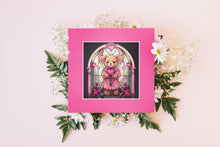 Load image into Gallery viewer, Cute Teddy Bear ClipArt Stained Glass Window Style Artwork Graphics, Teddy portrait, Instant Digital Download, High Quality Jpeg Images