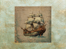 Load image into Gallery viewer, Retro Stock Images, Journaling Supplies, Nautical Theme Images, Sea Creatures, Ships, Maps, Old Paper Background, Instant Digital Download