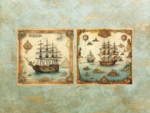 Load image into Gallery viewer, Retro Stock Images, Journaling Supplies, Nautical Theme Images, Sea Creatures, Ships, Maps, Old Paper Background, Instant Digital Download