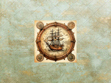 Load image into Gallery viewer, Retro Stock Images, Journaling Supplies, Nautical Theme Images, Sea Creatures, Ships, Maps, Old Paper Background, Instant Digital Download